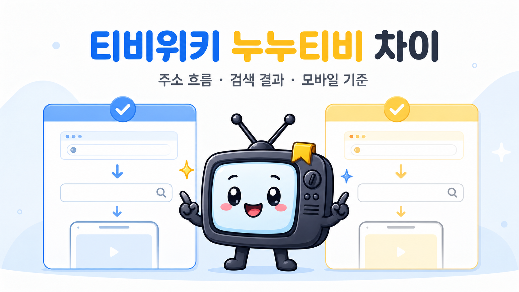 티비위키와 누누티비 주소 차이 비교 이미지
